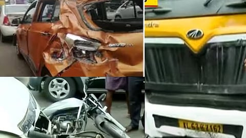 തൃശൂരിൽ 8 വാഹനങ്ങൾ കൂട്ടിയിടിച്ചു; ഒരാൾക്ക് പരിക്ക്