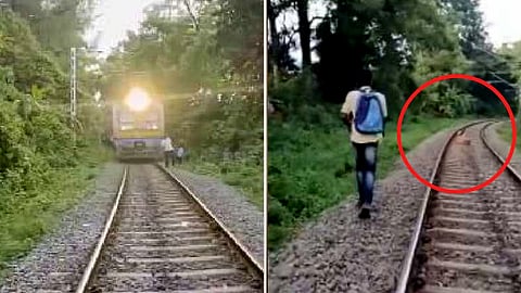 മദ്യപിച്ച് റെയില്വേ ട്രാക്കില് തലവച്ചുറങ്ങി യുവാവ്; രക്ഷപെട്ടത് തലനാരിഴയ്ക്ക്