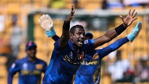 Veteran allrounder Angelo Mathews drew first blood for Sri Lanka by sending back England opener Dawid Malan.