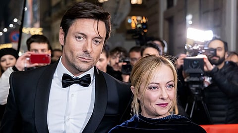 Italian Prime Minister Georgia Meloni with her former partner Andrea Giambruno.