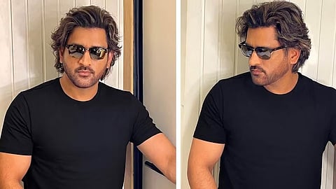 MS Dhoni with his new hairstyle