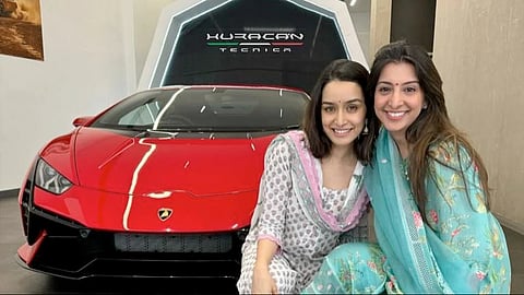Shraddha Kapoor poses in front of her new Lamborghini Huracan tecnica.