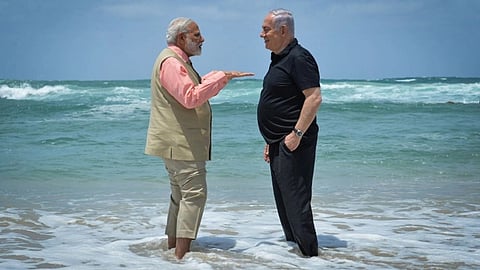 Indian Prime Minister Narendra Modi with his Israeli counterpart Benjamin Netanhyahu.