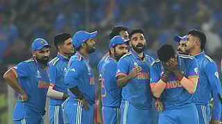 Indian team members' reaction during the dying moments of the world cup 2023 final against Australia in Ahmedabad on November 19, 2023.