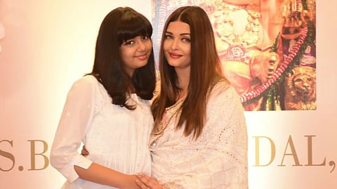 Aaradhya Bachchan with Aishwarya Rai during the latter's birthday celebration.