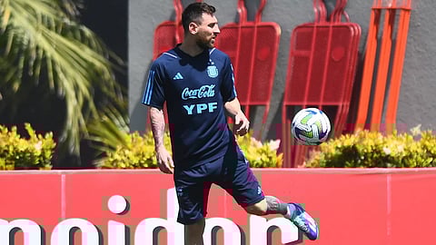 ലയണൽ മെസി പരിശീലനത്തിൽ.