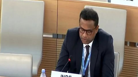 KS Mohammed Hussain, the First Secretary at the Permanent Mission of India speaks in UNHRC conference.