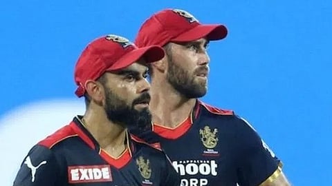 Glenn Maxwell with Virat Kohli during an IPL match for RCB.