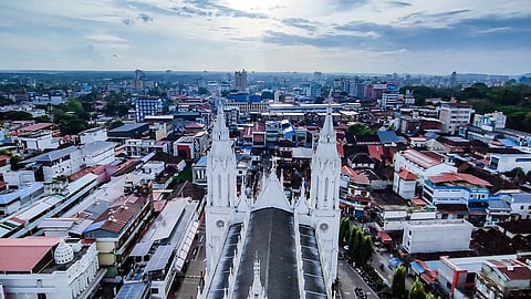 തൃശൂർ നഗരത്തിന്റെ ആകാശ ദൃശ്യം.