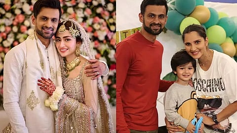 ശുഐബ് മാലിക് ഭാര്യ സന ജാവേദിനൊപ്പം, ശുഐബ് മാലിക് സാനിയ മിർസയ്ക്കും മകനുമൊപ്പം