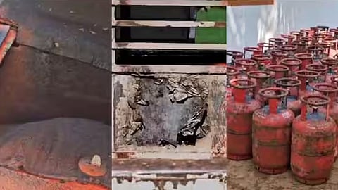 തൃശൂരിൽ പാചകവാതക സിലണ്ടറുകൾ കയറ്റിയ വണ്ടിക്ക് തീപിടിച്ചു