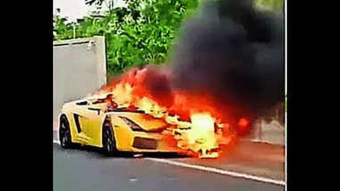 Lamborghini car set ablaze