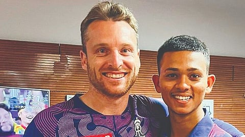 'ജോഷ് ബട്ലർ' രാജസ്ഥാൻ റോയൽസിലെ ഓപ്പണിങ് പങ്കാളി യശസ്വി ജയ്സ്വാളിനൊപ്പം.