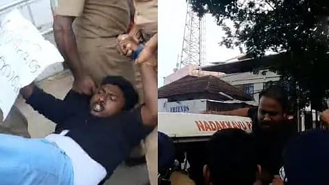 black flag protest against cm pinarayi vijayan at kozhikode