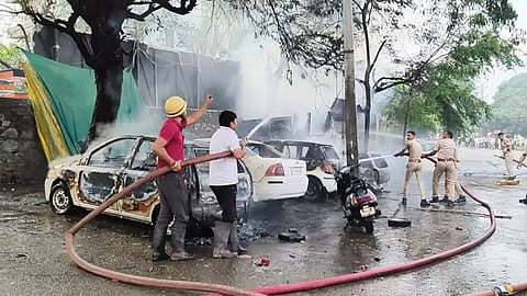 15 year old stabbed inside Udaipur school Cars were destroyed by mobs