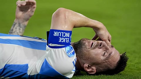 Injured Lionel Messi