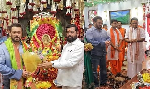 സൽമാൻ ഖാൻ ഗണേശ വിഗ്രഹത്തിന് മുമ്പിൽ കൈകൂപ്പി നിൽക്കുന്നതിന്റേത് അടക്കം നിരവധി ചിത്രങ്ങൾ മുഖ്യമന്ത്രി സമൂഹ മാധ്യമത്തിൽ പങ്കുവെച്ചു