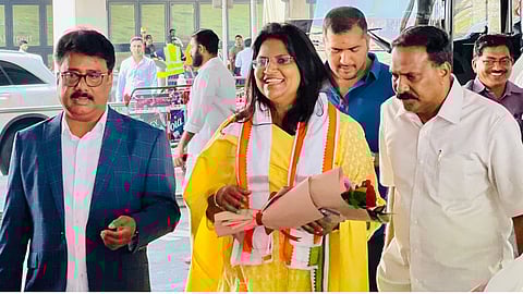 Kerala Pradesh Mahila Congress State President JB Mather welcomed MP at Dubai airport