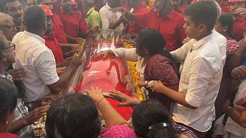 Dramatic scenes as Lawrence's body is moved; Asha was forcibly removed by her daughter