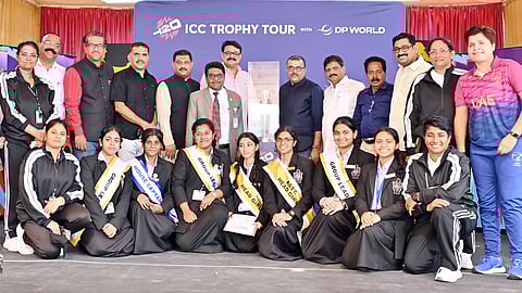 Women's T20 World Cup 2024 trophy tour team given warm welcome at Sharjah Indian School