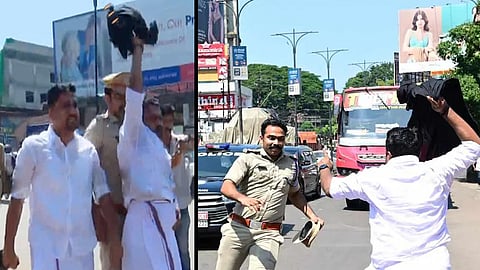 youth congress with black flag protest against chief minister