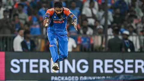 Hardik Pandya celebrates after clean bowling SHorful Islam