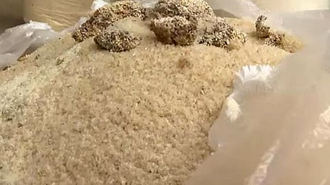 worm infested rice in food kit distributed chooralmala disaster victims Protest