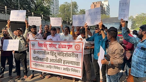 Khalistan attack on Hindu temple in Canada; Protest outside the Mumbai embassy