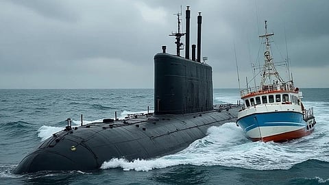 Indian Navy submarine collided with fishing vessel