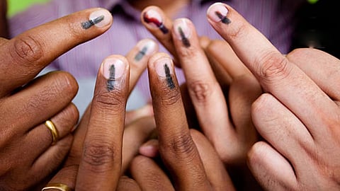 local body byelection ink on middle finger