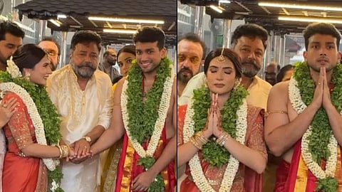 actor kalidas jayaram and tarini get married at guruvayur temple