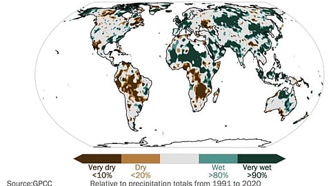 world map rain fall