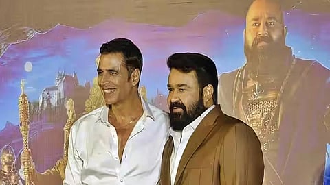 Akshay Kumar and Mohanlal at Barroz promotional function in Mumbai