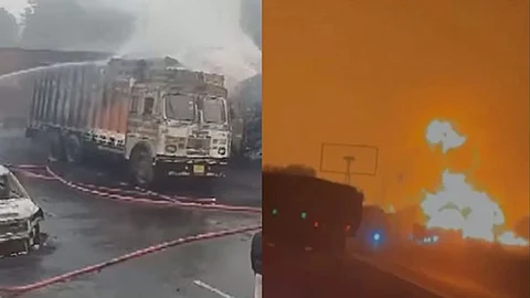 5 killed as chemical laden truck crashes at jaipur