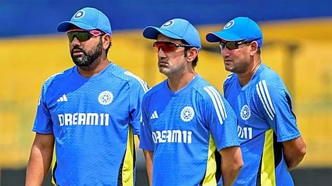 Rohit Sharma and Gautam Gambhir with BCCI chief selector Ajit Agarkar