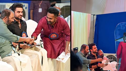 minister v sivankutty shares shake hand trend with tovino thomas andasif ali