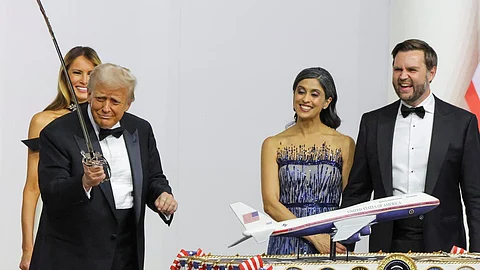 Donald Trump with Usha Chilukuri Vance and JD Vance