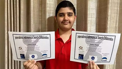 Daksh Malik with NASA certificate