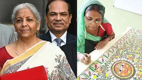 Nirmala Sitharaman in Madhubani saree and Madhubani artist Dulari Devi