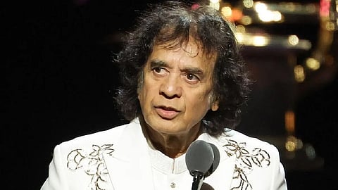 Zakir Hussain addresses the audience after receiving Grammy Award in 2024