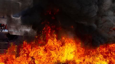 fire break out at Malappuram waste storage center