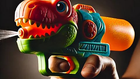 Robber uses dinosaur water gun to rob bank
