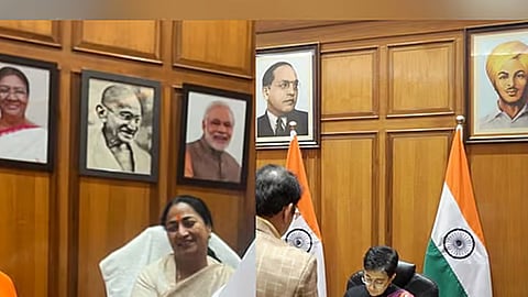 ambedkar bhagat singh pics removed cms in offices says atishi