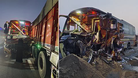 4 killed, 18 injured after a double-decker bus hit a truck on the Agra