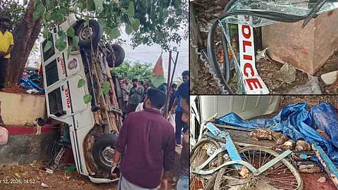 Police jeep carrying accused loses control in Mananthavady one dead
