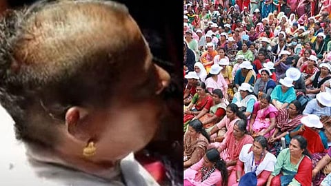 ASHA workers hair cutting shaving shaving head protest