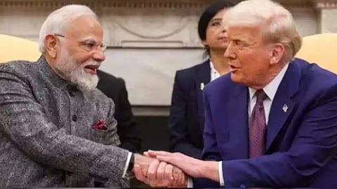 Indian Prime Minister Narendra Modi with US President Donald Trump during the formers recent US visit