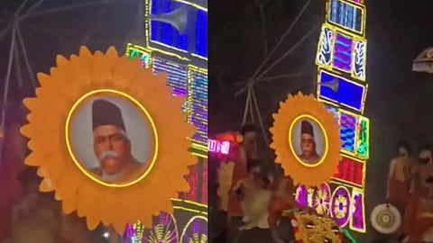 rss leader hedgewar photo in kollam temple festival; youth congress files complaint