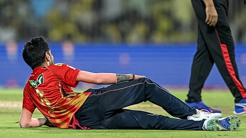Yuzvendra Chahal celebrates his hattrick for PBKS against CSK