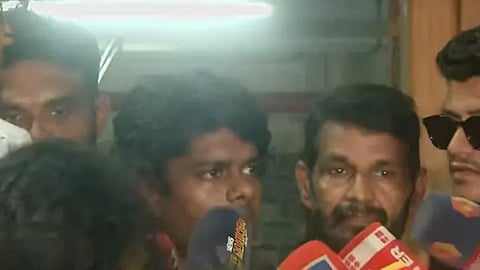 Rapper Vedan speaks to media persons after getting bail